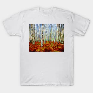 Glowing birchwoods line of trees T-Shirt